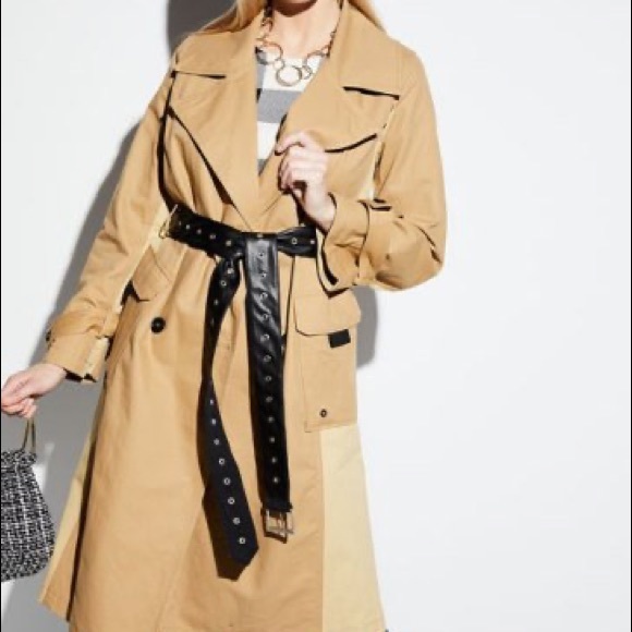 Avec Les Filles Colorblock Cotton Trench w/ Belt - Picture 4 of 8